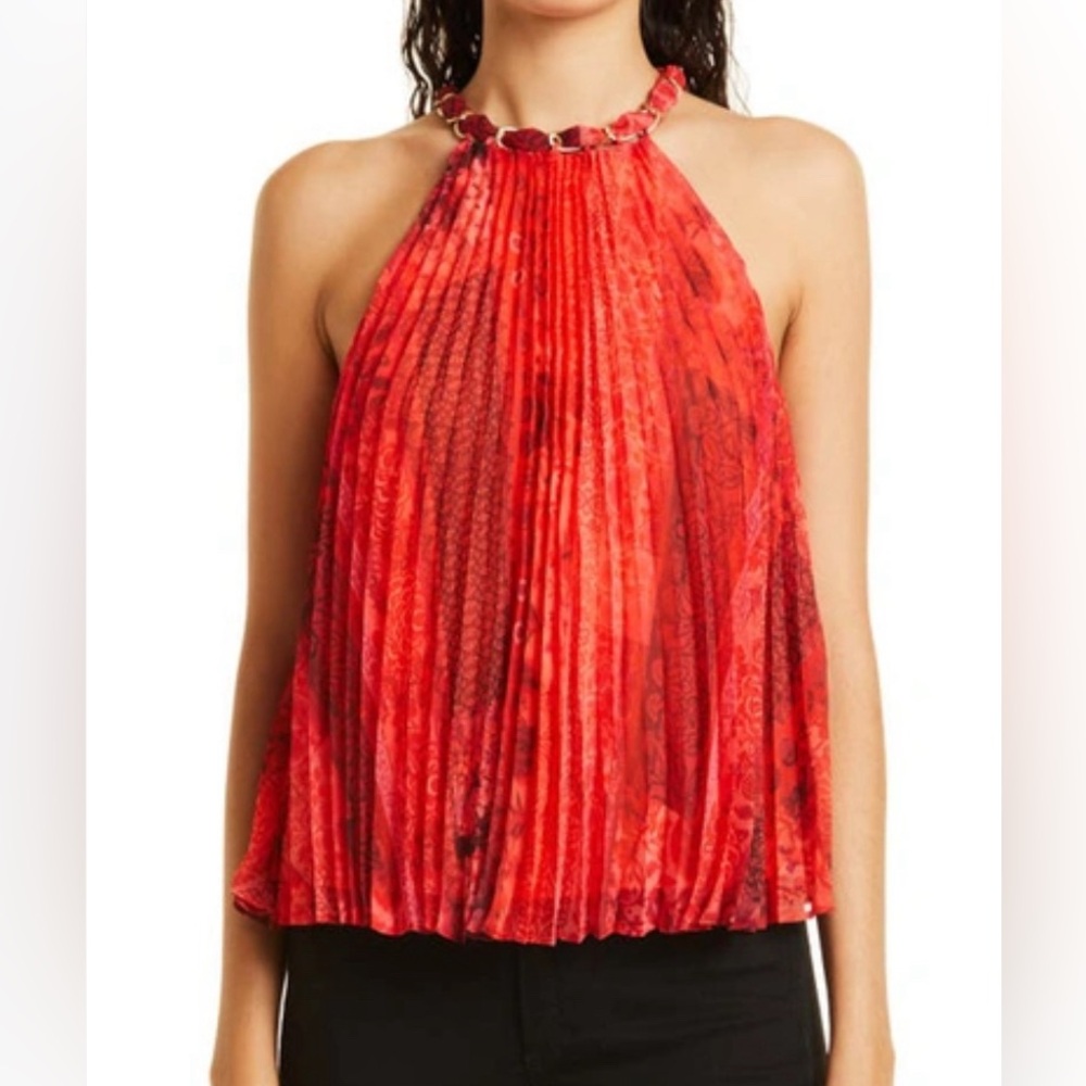 Alice + Olivia Sunburst Pleated Top